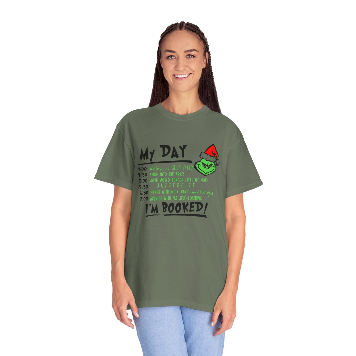 Festive Grinch Unisex T-Shirt with Holiday Schedule
