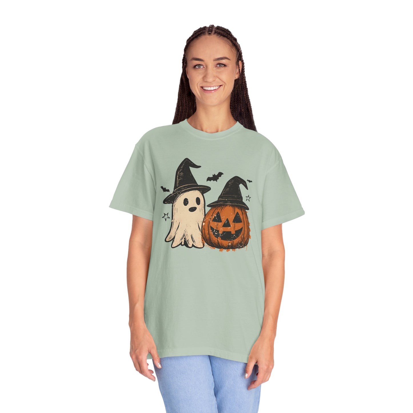 Halloween Ghost and Pumpkin Graphic Unisex T-Shirt