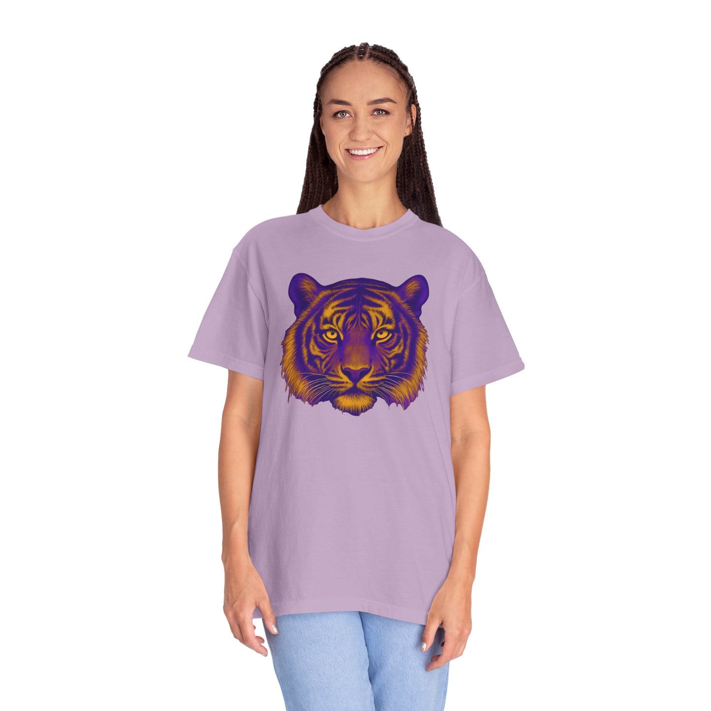 Purple and Gold Tiger Graphic Unisex T-Shirt