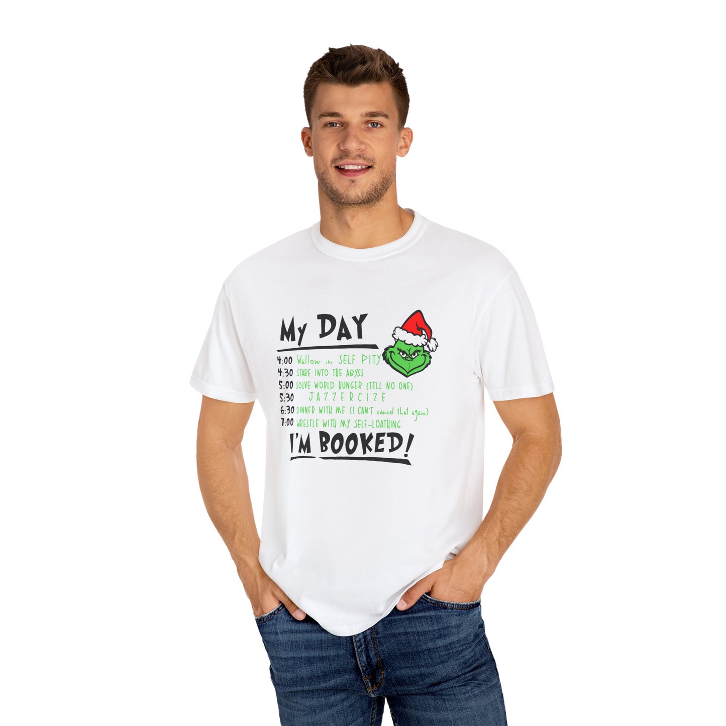 Festive Grinch Unisex T-Shirt with Holiday Schedule