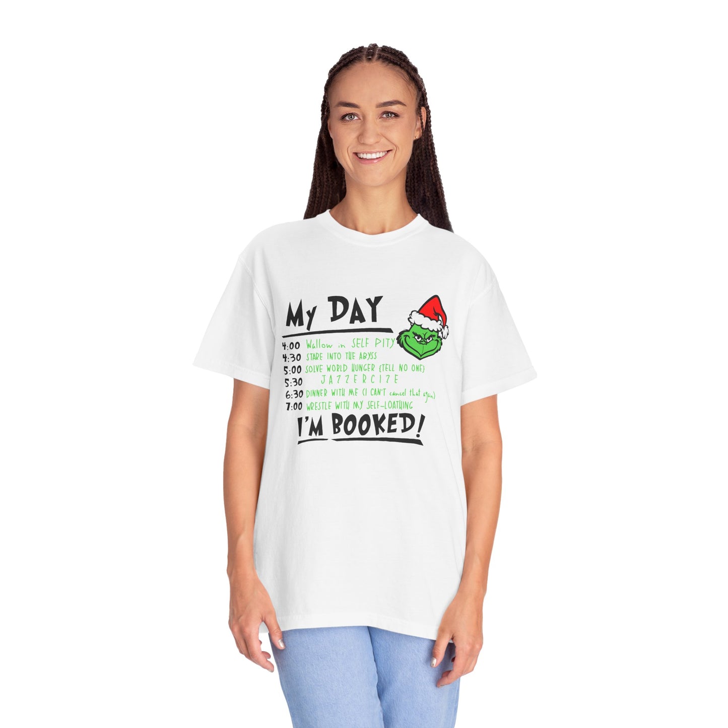 Festive Grinch Unisex T-Shirt with Holiday Schedule