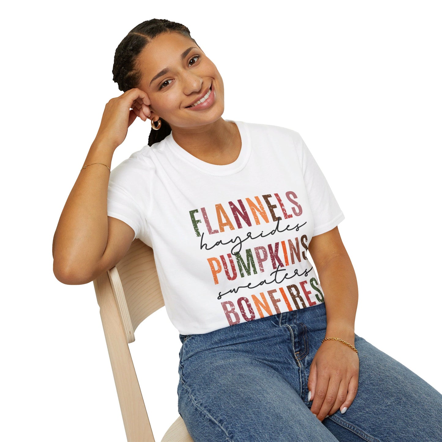 Flannels Pumpkins Bonfires Unisex Softstyle T-Shirt