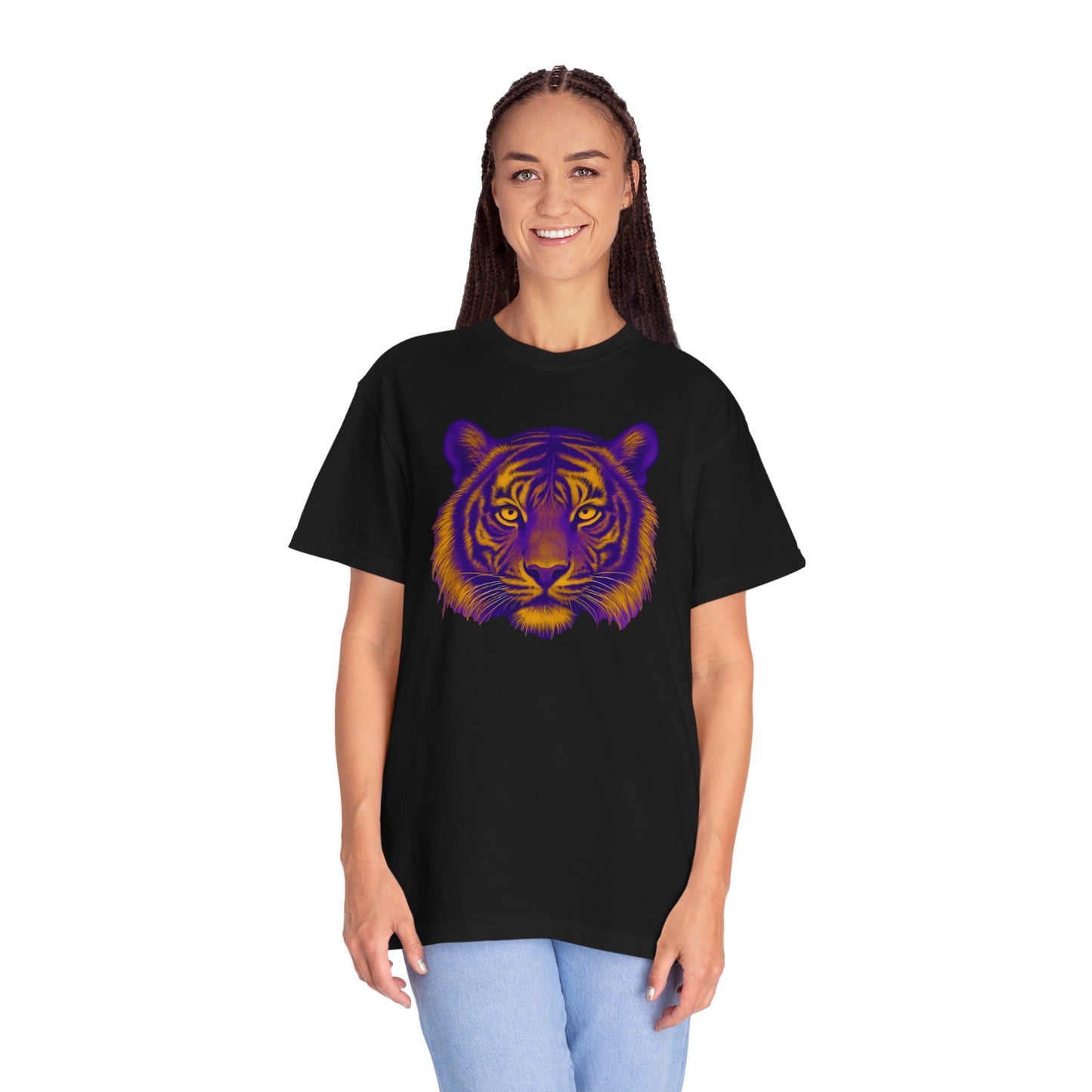 Purple and Gold Tiger Graphic Unisex T-Shirt