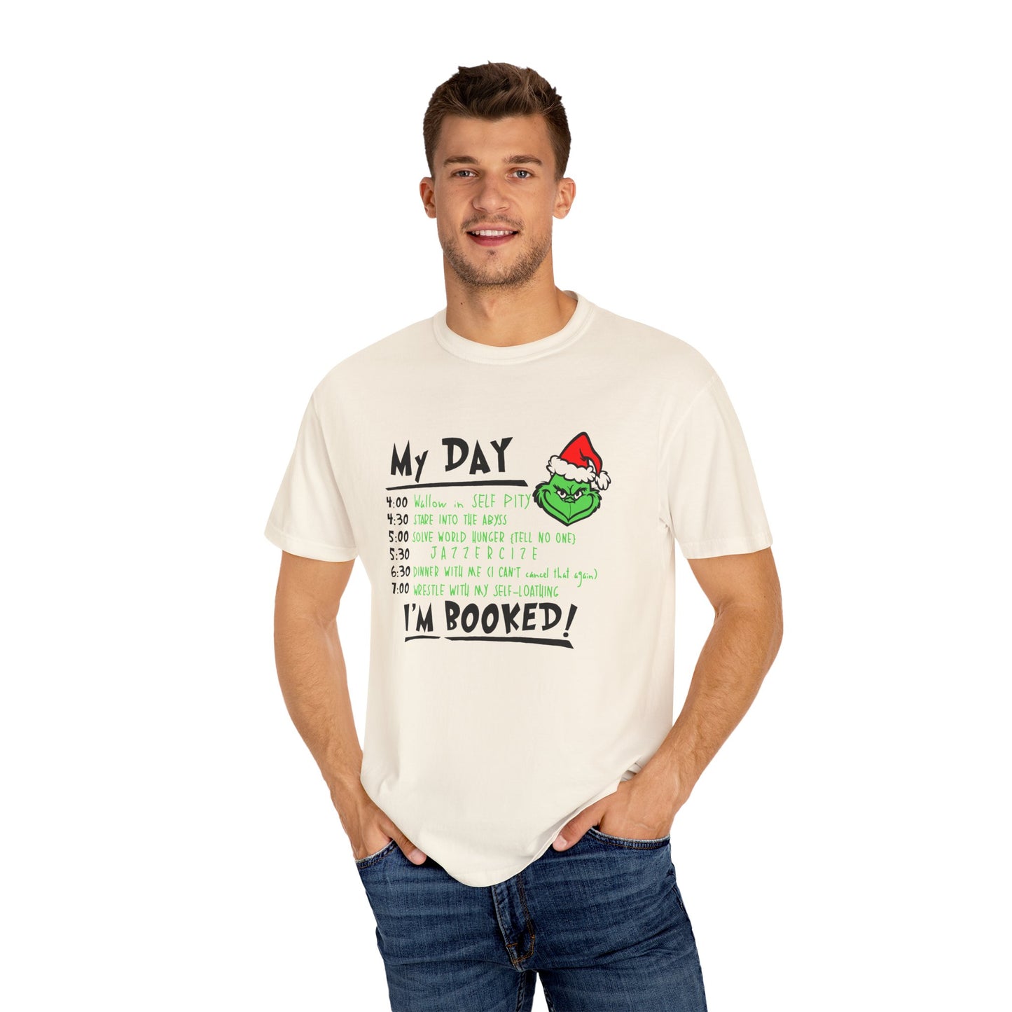 Festive Grinch Unisex T-Shirt with Holiday Schedule