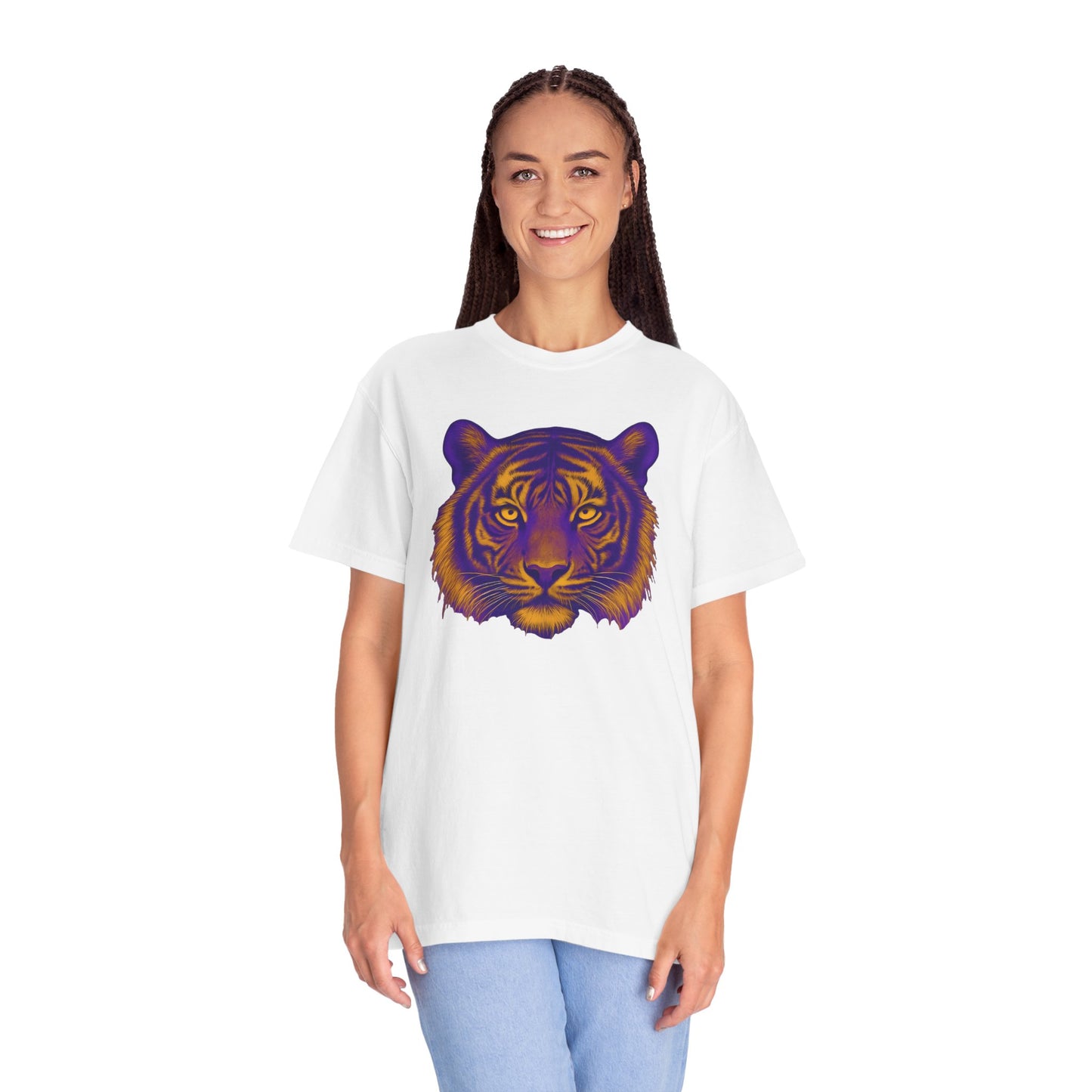Purple and Gold Tiger Graphic Unisex T-Shirt