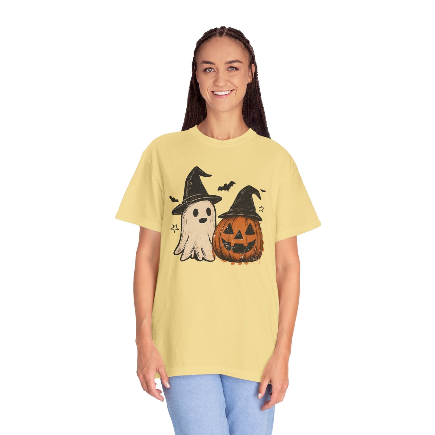 Halloween Ghost and Pumpkin Graphic Unisex T-Shirt