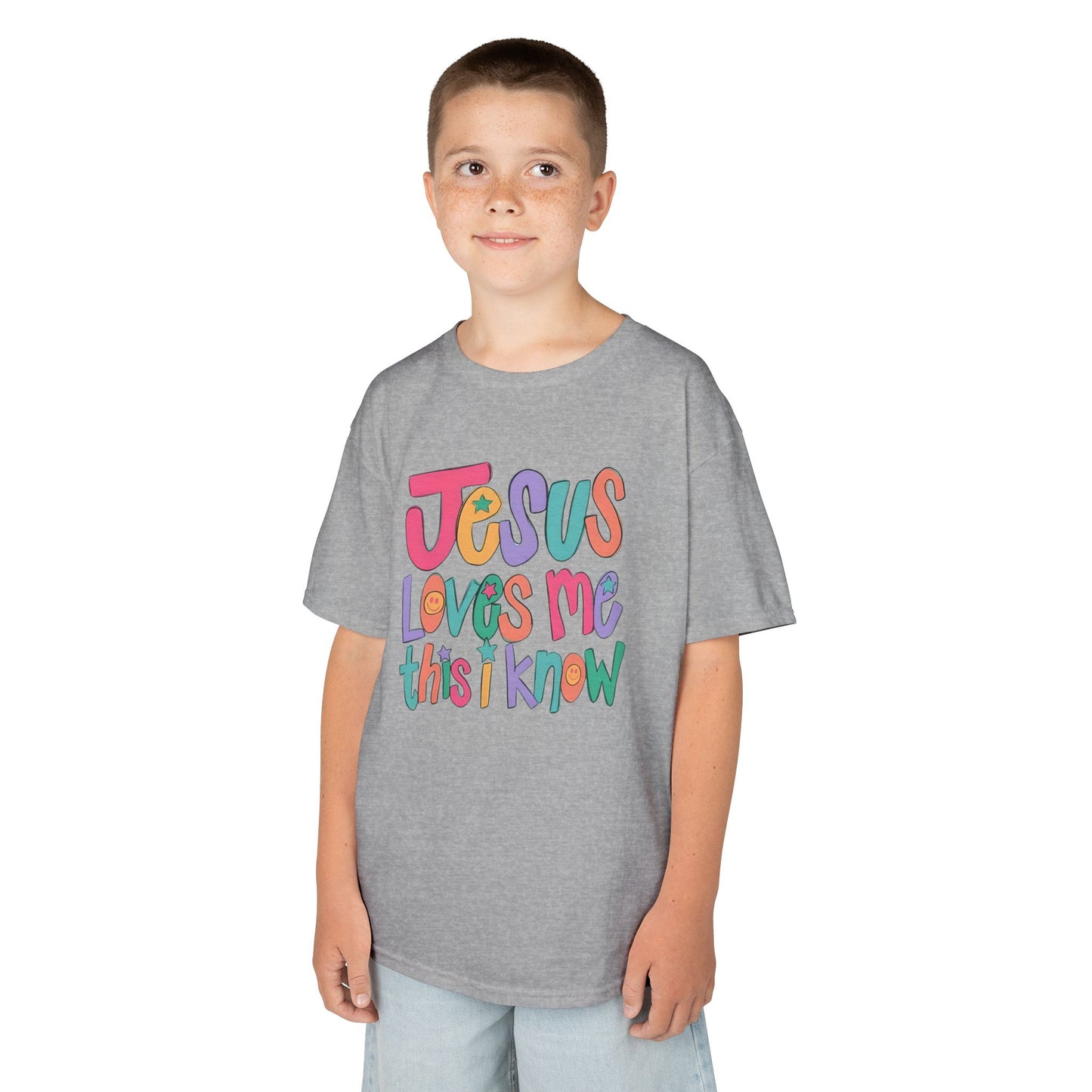 Faith-Inspired 'Jesus Loves Me' Graphic Youth Unisex T-Shirt