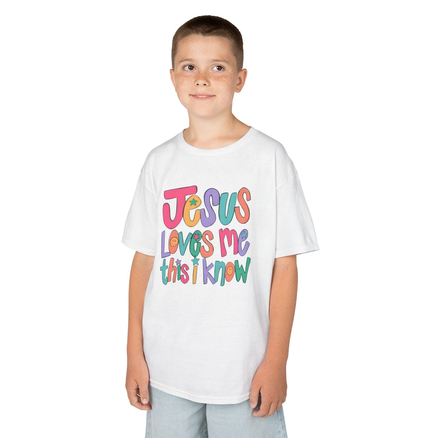 Faith-Inspired 'Jesus Loves Me' Graphic Youth Unisex T-Shirt