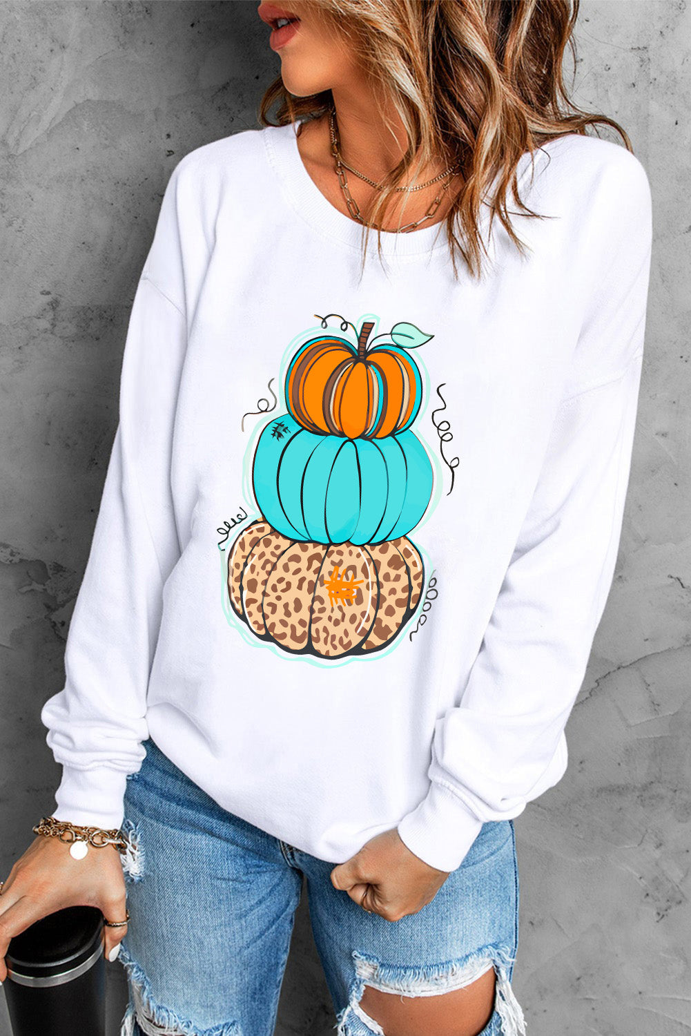 Womens Halloween Pumpkin Sweatshirt