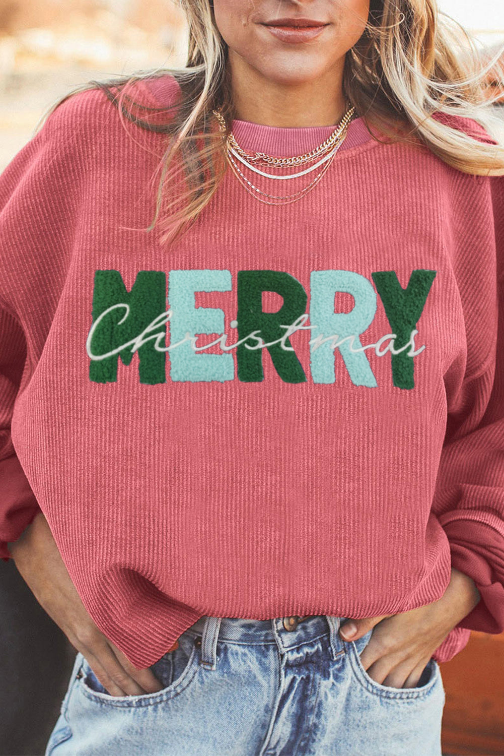 Womens MERRY Christmas Graphic Sweatshirt