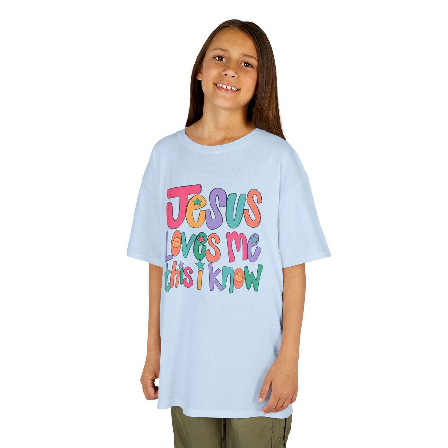 Faith-Inspired 'Jesus Loves Me' Graphic Youth Unisex T-Shirt