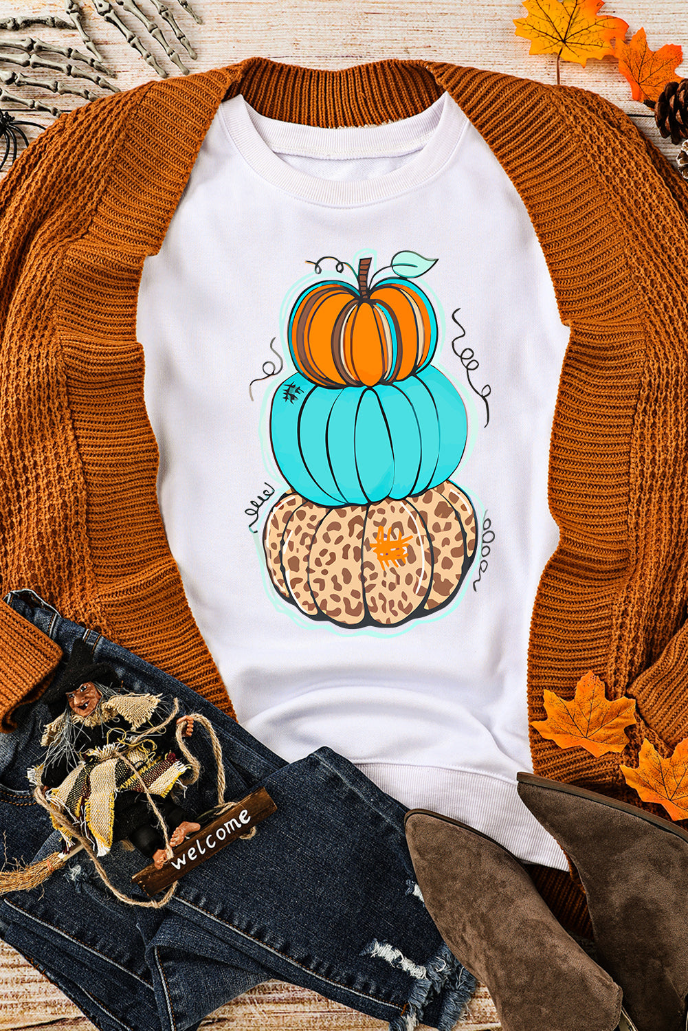 Womens Halloween Pumpkin Sweatshirt