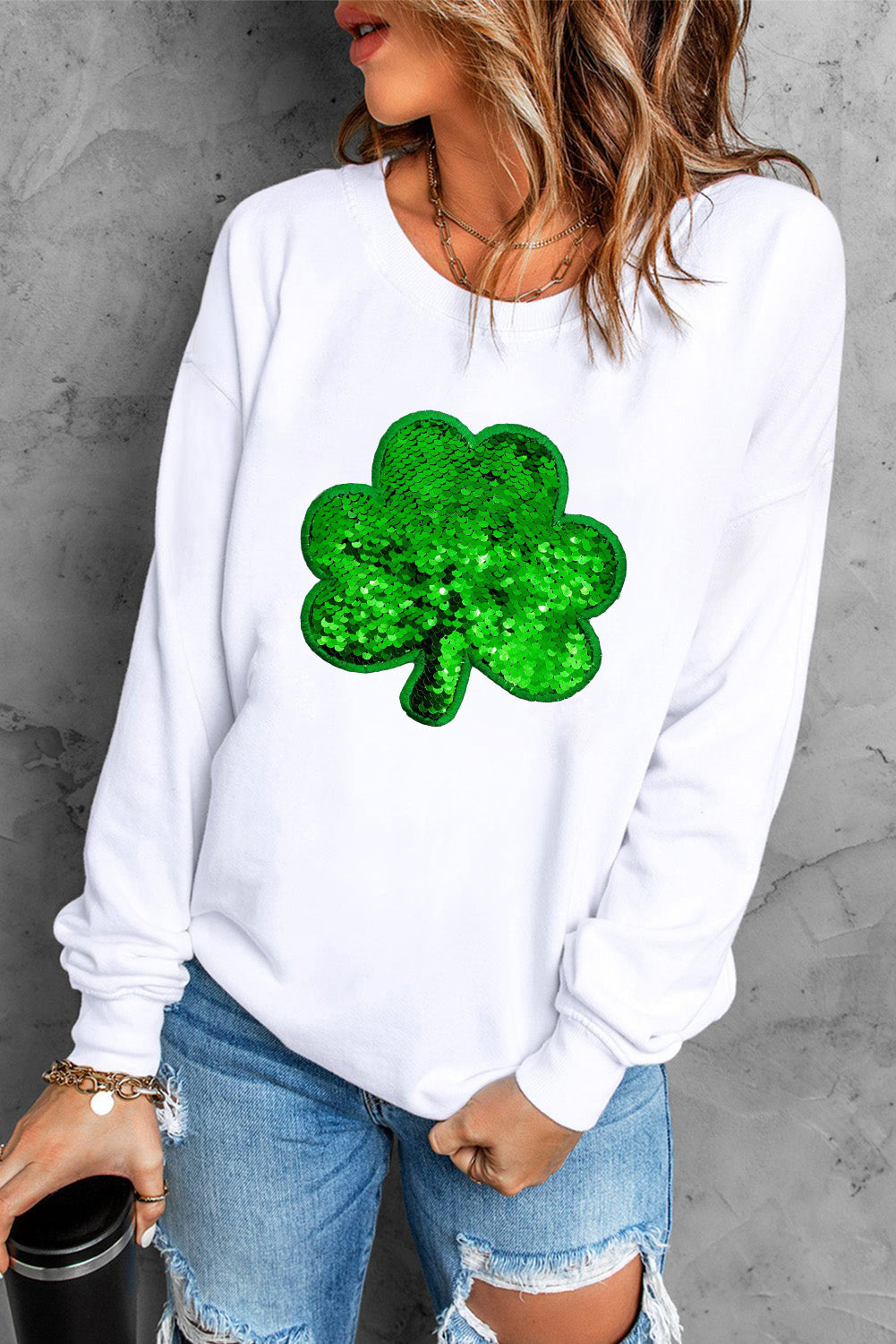 Womens Sequin St. Patrick's Day Sweatshirt