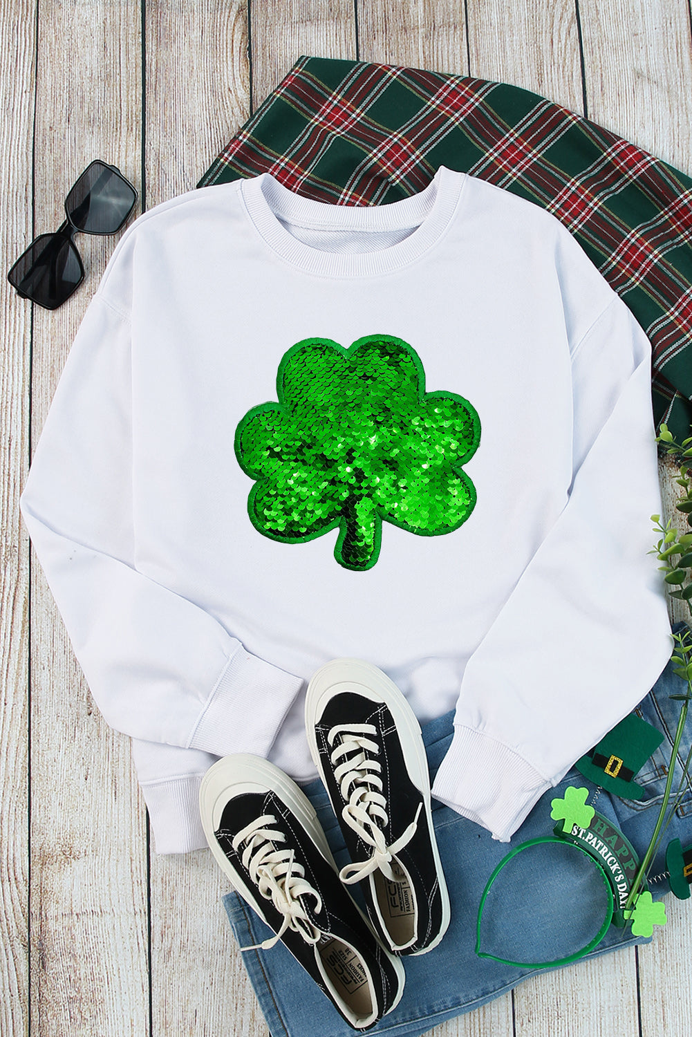 Womens Sequin St. Patrick's Day Sweatshirt