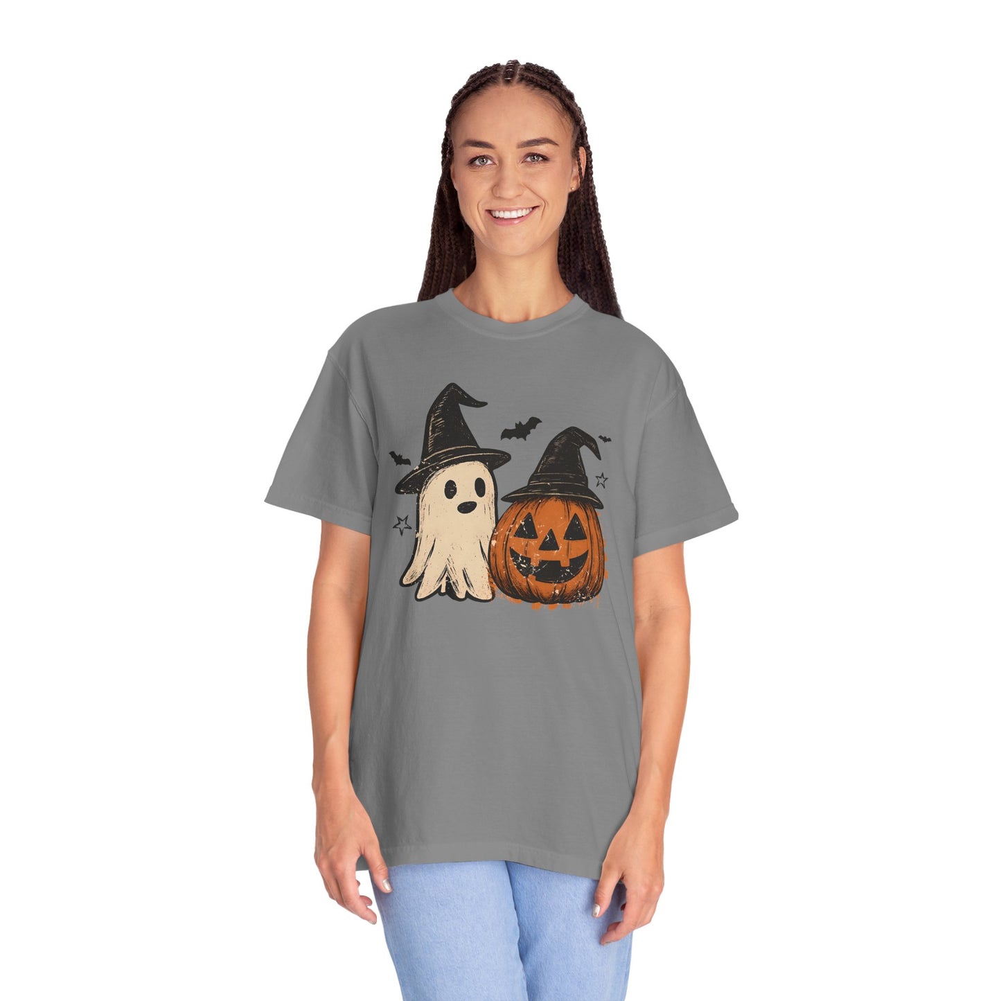 Halloween Ghost and Pumpkin Graphic Unisex T-Shirt