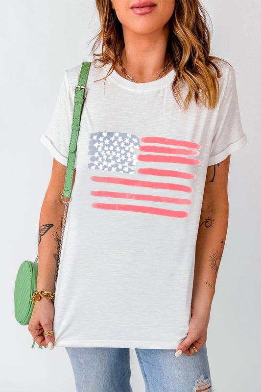 Womens American Flag Graphic T-Shirt