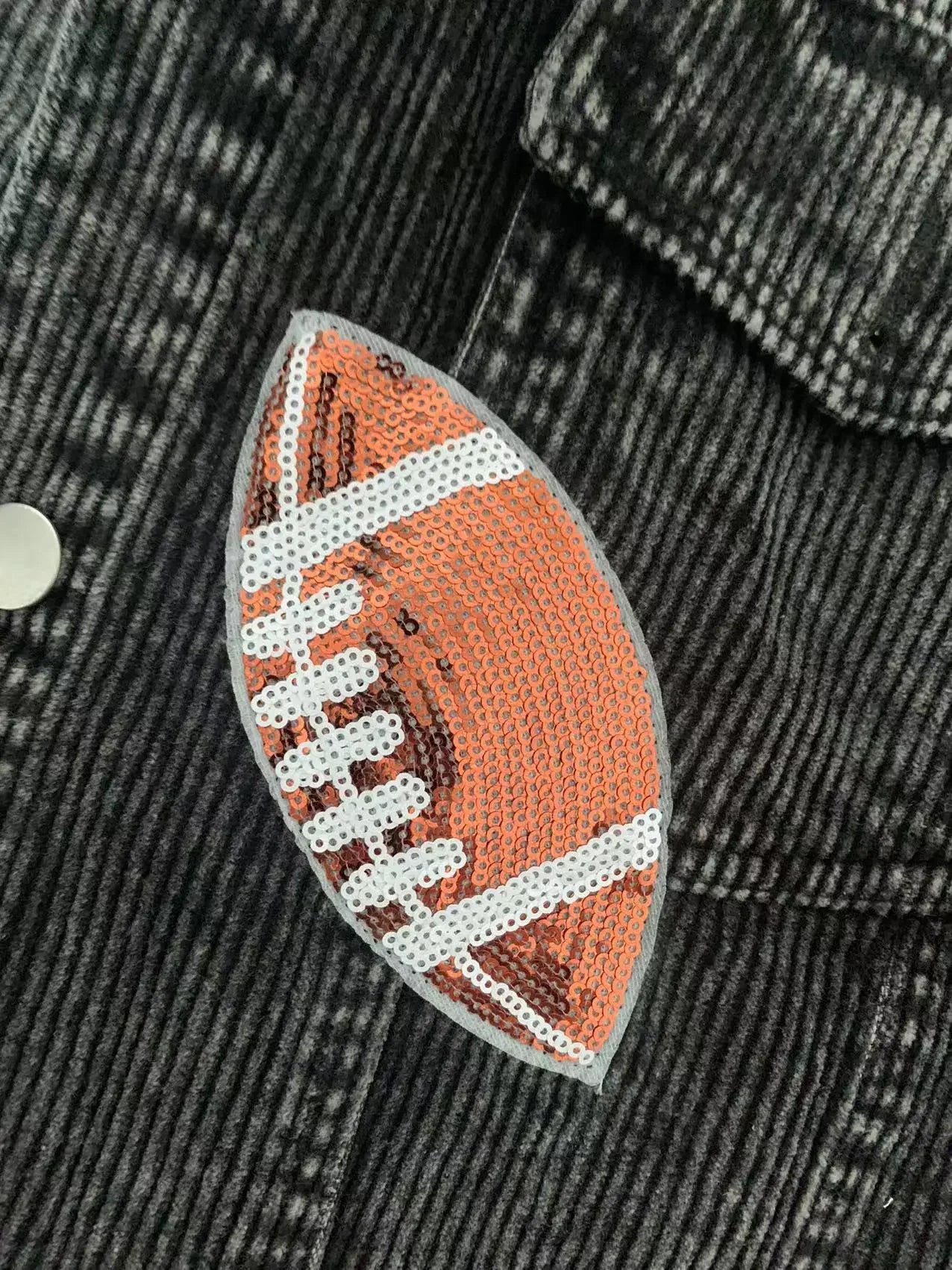 Womens Corduroy Football Sequin Jacket